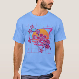 Camiseta Fresa de onda de vaporwave en Japón Sakura 90
