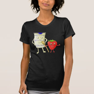 Camiseta Fresa divertida y arte peculiar poner crema del
