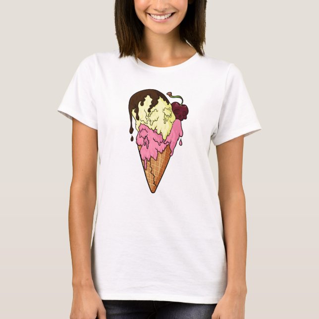 Camiseta Fresa dulce mortal y helado de cráneo bananero (Anverso)