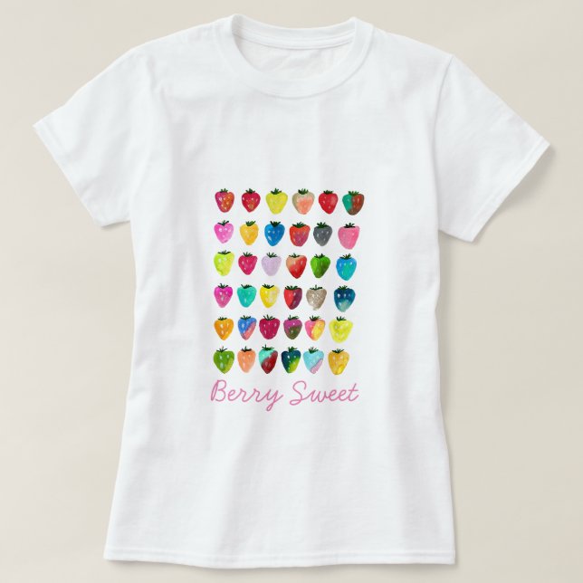Camiseta Fresa dulzura linda fruta acuarela (Diseño del anverso)