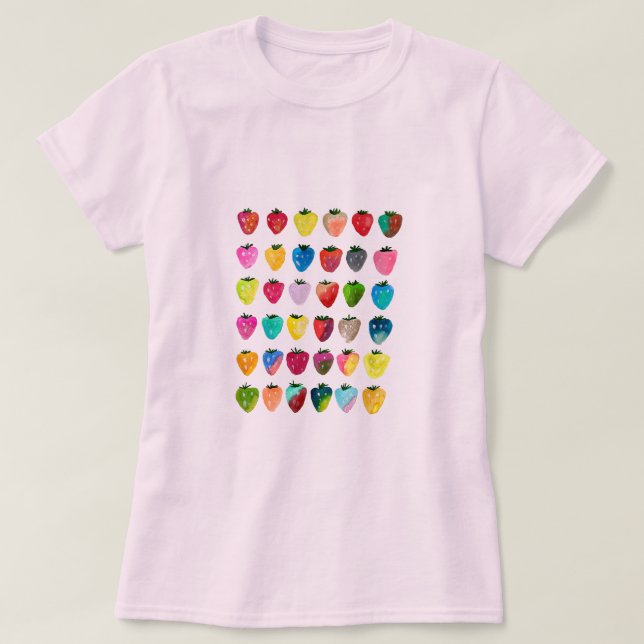 Camiseta Fresa dulzura linda fruta acuarela (Diseño del anverso)