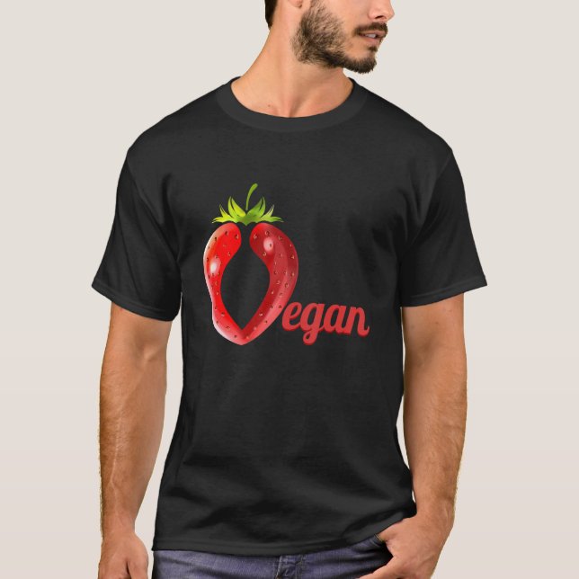 Camiseta Fresa Formando La Letra V Para Vegan (Anverso)