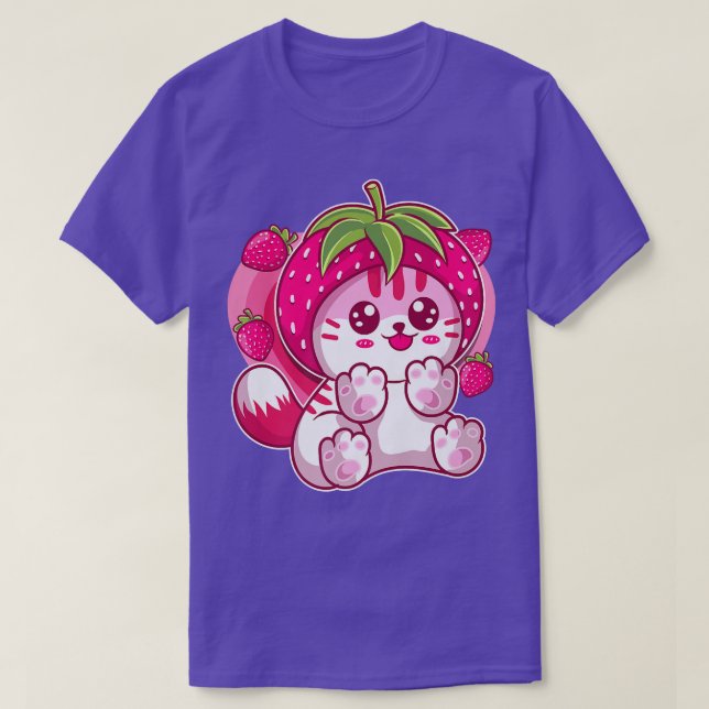 Camiseta Fresa Kitten Kitten Rosa Kitty Catberry Chibi Kawa (Diseño del anverso)