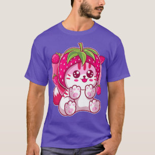 Camiseta Fresa Kitten Kitten Rosa Kitty Catberry Chibi Kawa
