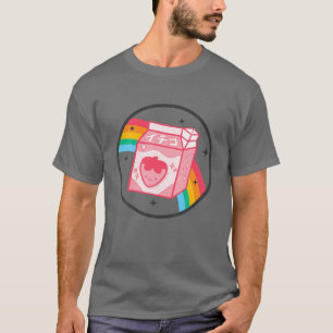 Camiseta Fresa Leche Arcoiris estilo Japón Otaku Vaporwav