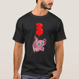 Camiseta Fresa Leche Axolotl Tercer cumpleaños niños Balloo