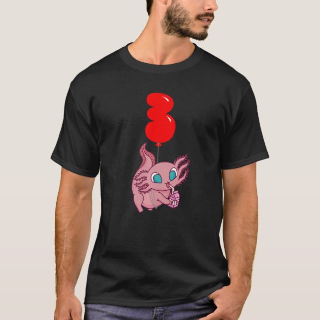 Camiseta Fresa Leche Axolotl Tercer cumpleaños niños Balloo (Anverso)