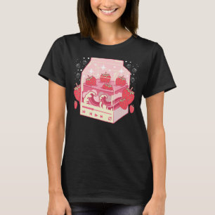 Camiseta Fresa Leche Carton Kanagawa Wave Lofi Aestheti