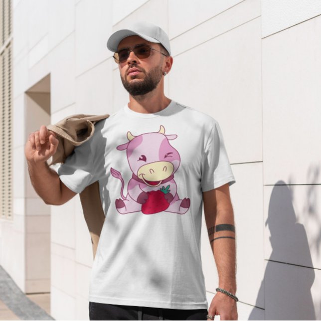 Camiseta Fresa Leche de vaca rosa (Subido por el creador)