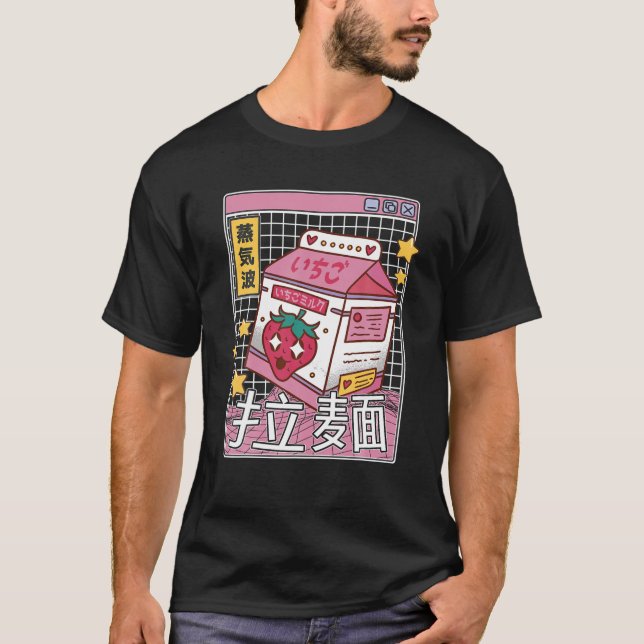 Camiseta Fresa Leche digital Japón estilo Otaku Anime Va (Anverso)