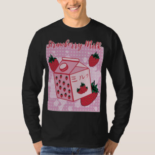 Camiseta Fresa Leche japonesa retro años 90 Anime Fruit Aes