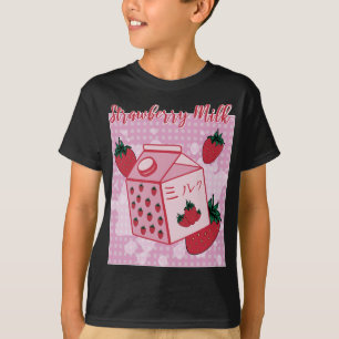 Camiseta Fresa Leche japonesa retro años 90 Anime Fruit Aes