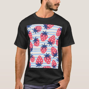 Camiseta Fresa Línea de arte: dulce patrón sin costura