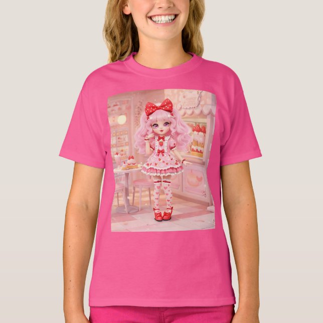 Camiseta Fresa Milkshake Kawaii Doll (Anverso)