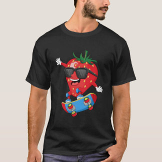 Camiseta Fresa montando monopatín S