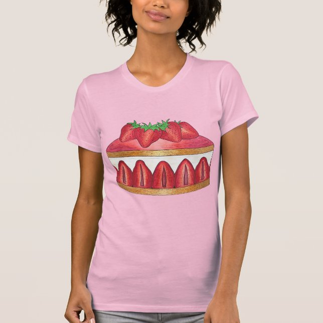 Camiseta Fresa rosa Fraisier Cake Pastel francés (Anverso)