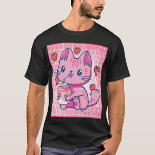 Camiseta Fresa Sacudir Gato de fresa Kawaii Neko G