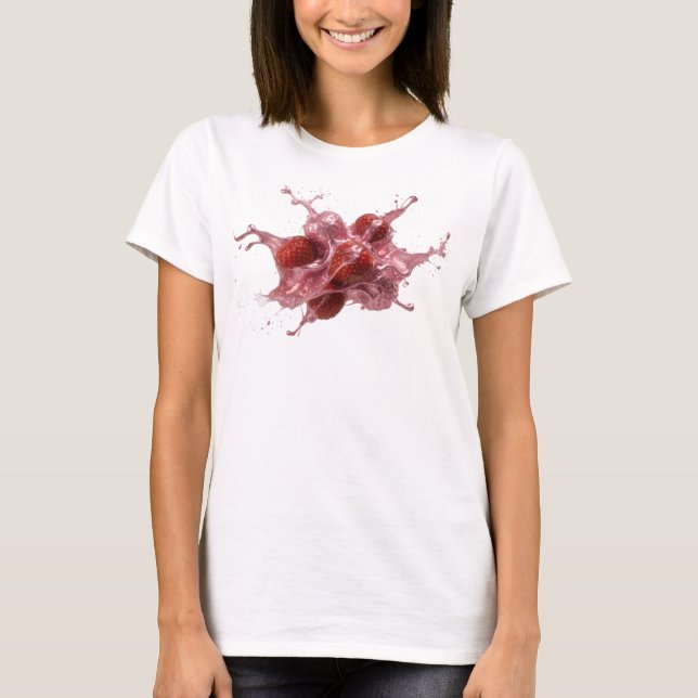 Camiseta Fresas abstractas rosa llamativas (Anverso)