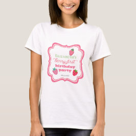 Camiseta Fresas Berry Primer Partido de Cumpleaños Rosa | R