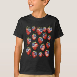 Camiseta Fresas Chica Americana Divertida Feliz Independenc