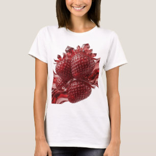 Camiseta Fresas de cristal rojas de plata con cristales