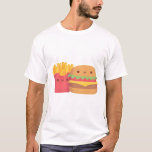 Camiseta Fresas Francesas Y Pareja De Hamburguesas