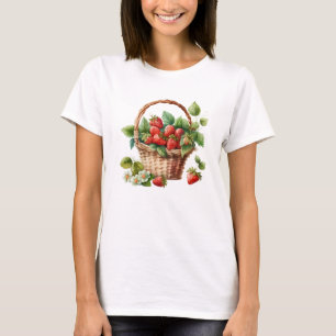 Camiseta Fresas frescas en una canasta de mimbre