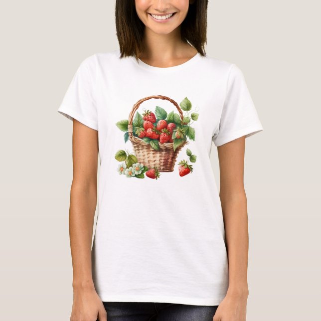 Camiseta Fresas frescas en una canasta de mimbre (Anverso)