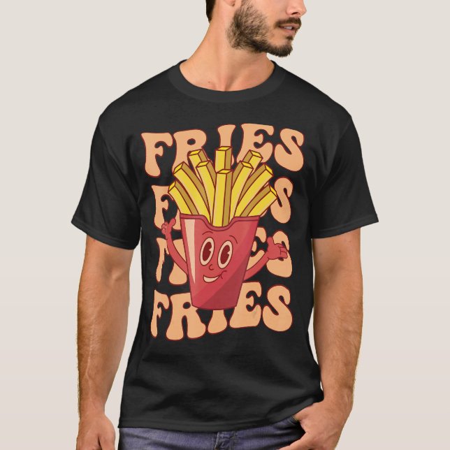 Camiseta Fresas fritas Groovy Fries de la papa de comida rá (Anverso)