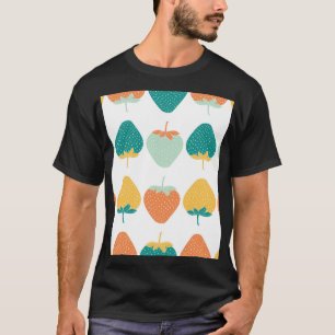 Camiseta Fresas Multicolor: Patrón de fruta de época.