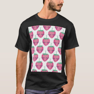 Camiseta Fresas sonrientes para dormir, lindo patrón.