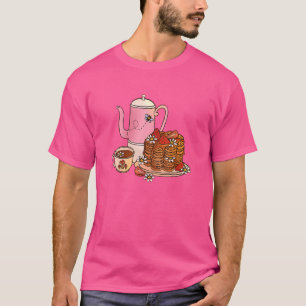 Camiseta Fresas Y Flores De Teapup De Tetera En Waffles
