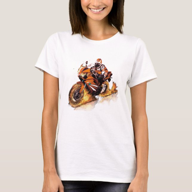 camiseta fresca con motocicleta de diseño del auto (Anverso)
