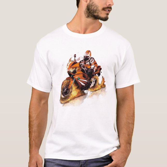 camiseta fresca con motocicleta de diseño del auto (Anverso)