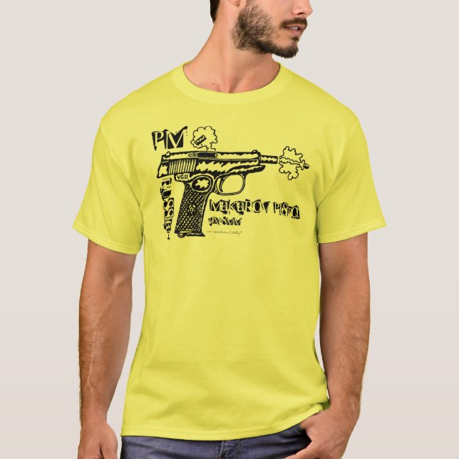 Camiseta fresca del arte gráfico de la pistola de (Anverso)