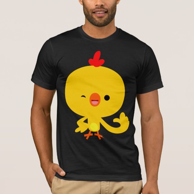 Camiseta fresca linda del pollo del dibujo animado (Anverso)