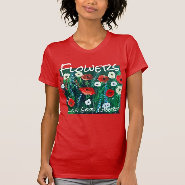 Camiseta Fresco Campo De Flor Acrílico Para Ella. Campo de  (Anverso)