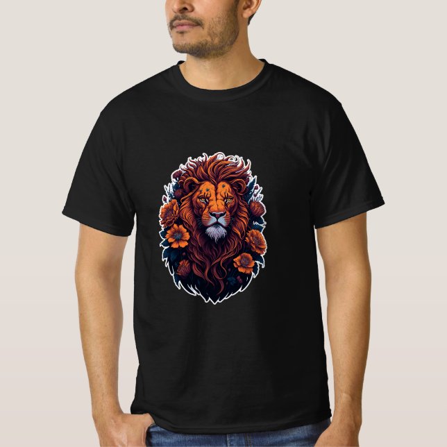 Camiseta fresco casual con "Ferocious Lion Design" (Anverso)