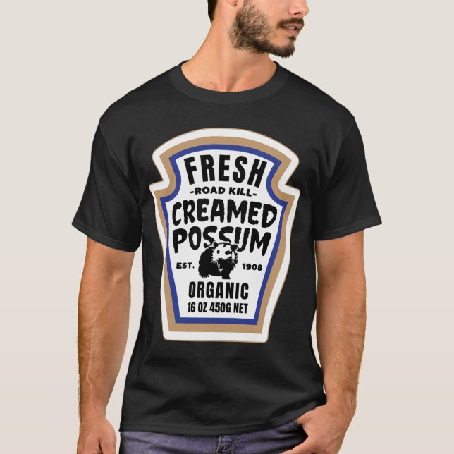 Camiseta Fresco crema Possum Funny etiqueta de comida Hallo (Anverso)