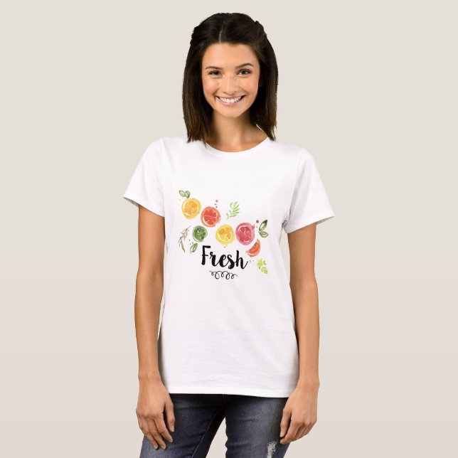Camiseta Fresco - Frutas cítricas en acuarela (Anverso completo)