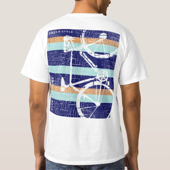 Camiseta fresco y rayado, bicicleta-cultura, bici gráfica (Reverso)