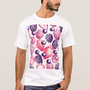 Camiseta Frescos Berries: Colorido Fondo Vintage.