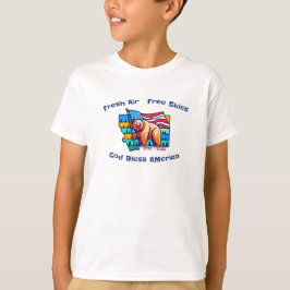 Camiseta  Fresh Air Free Skies God Bless America Montana