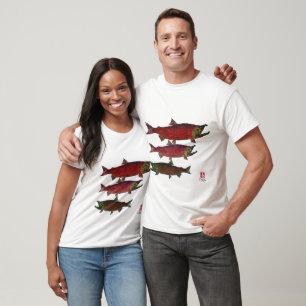 Camiseta Frezando los salmones (frente y parte posterior) -
