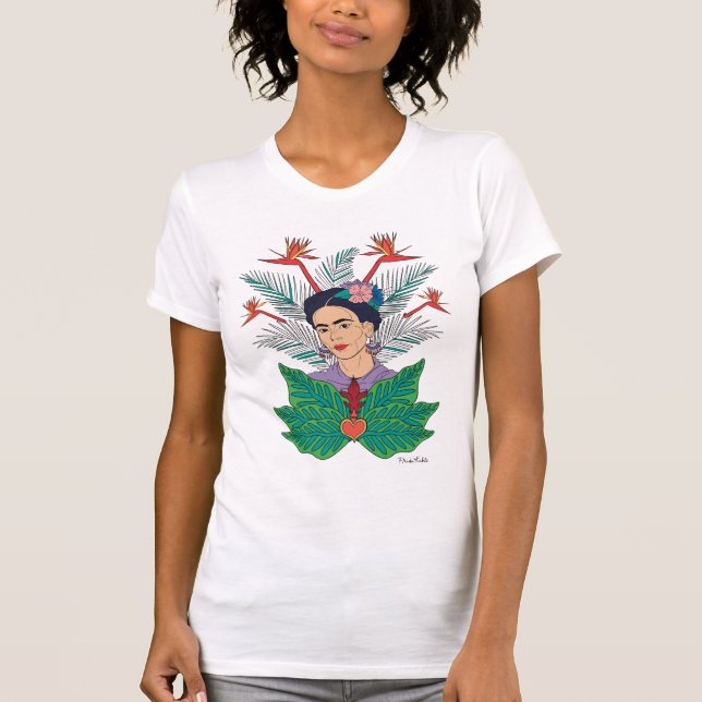 Camiseta Frida Kahlo | Aves de Paraíso Floral Gráfico (Anverso)