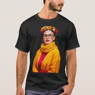 Camiseta Frida Kahlo feminismo mujer fuerte lobo negro
