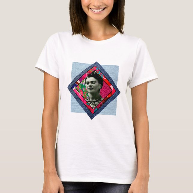 Camiseta Frida Kahlo Retro Pink Denim (Anverso)