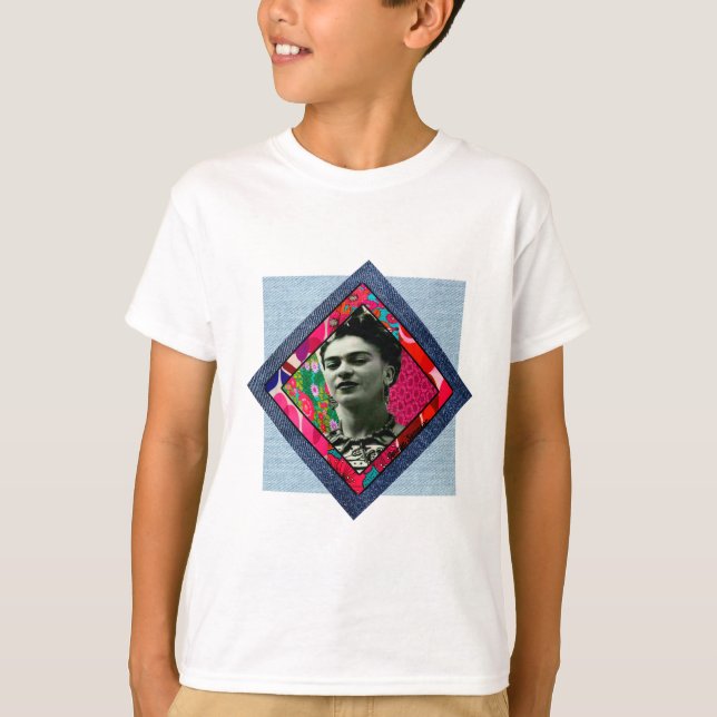 Camiseta Frida Kahlo Retro Pink Denim (Anverso)