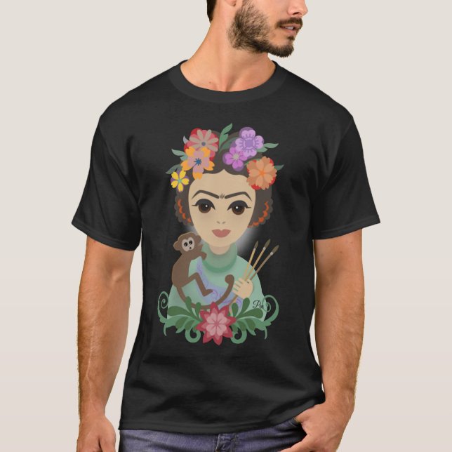 Camiseta Frida Kahlo, Tablas de arte Frida Kahlo, Imprimir, (Anverso)