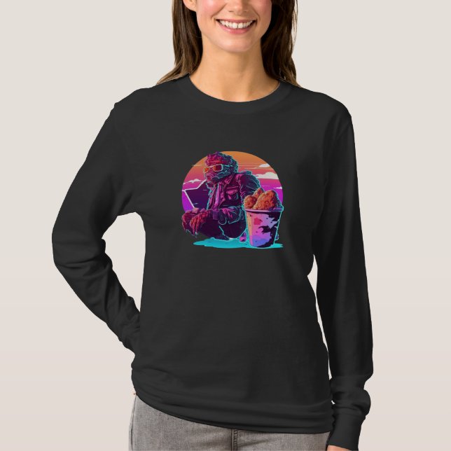 Camiseta Fried Chicken Synthwave 80s Retrowave Aesthetic (Anverso)